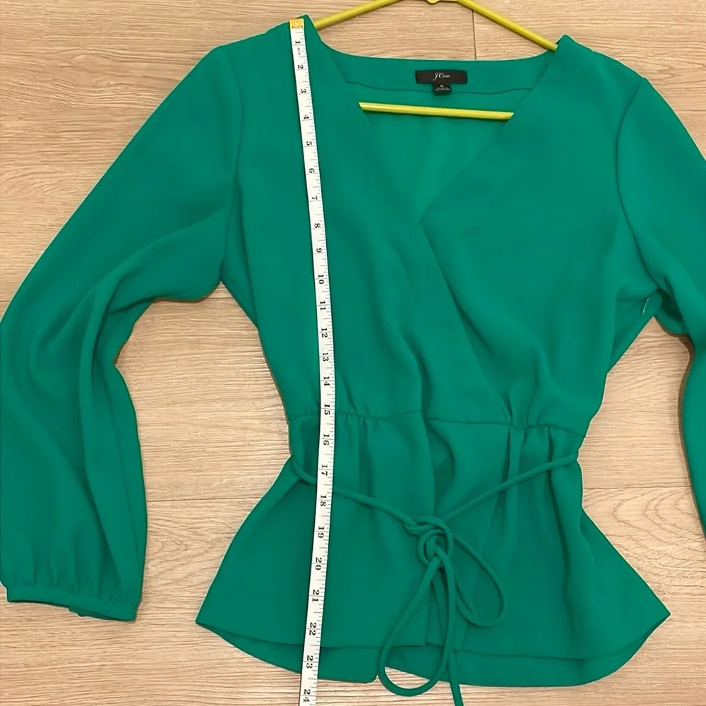 J. Crew Green Faux Wrap Top Size 6 - Picture 8 of 13